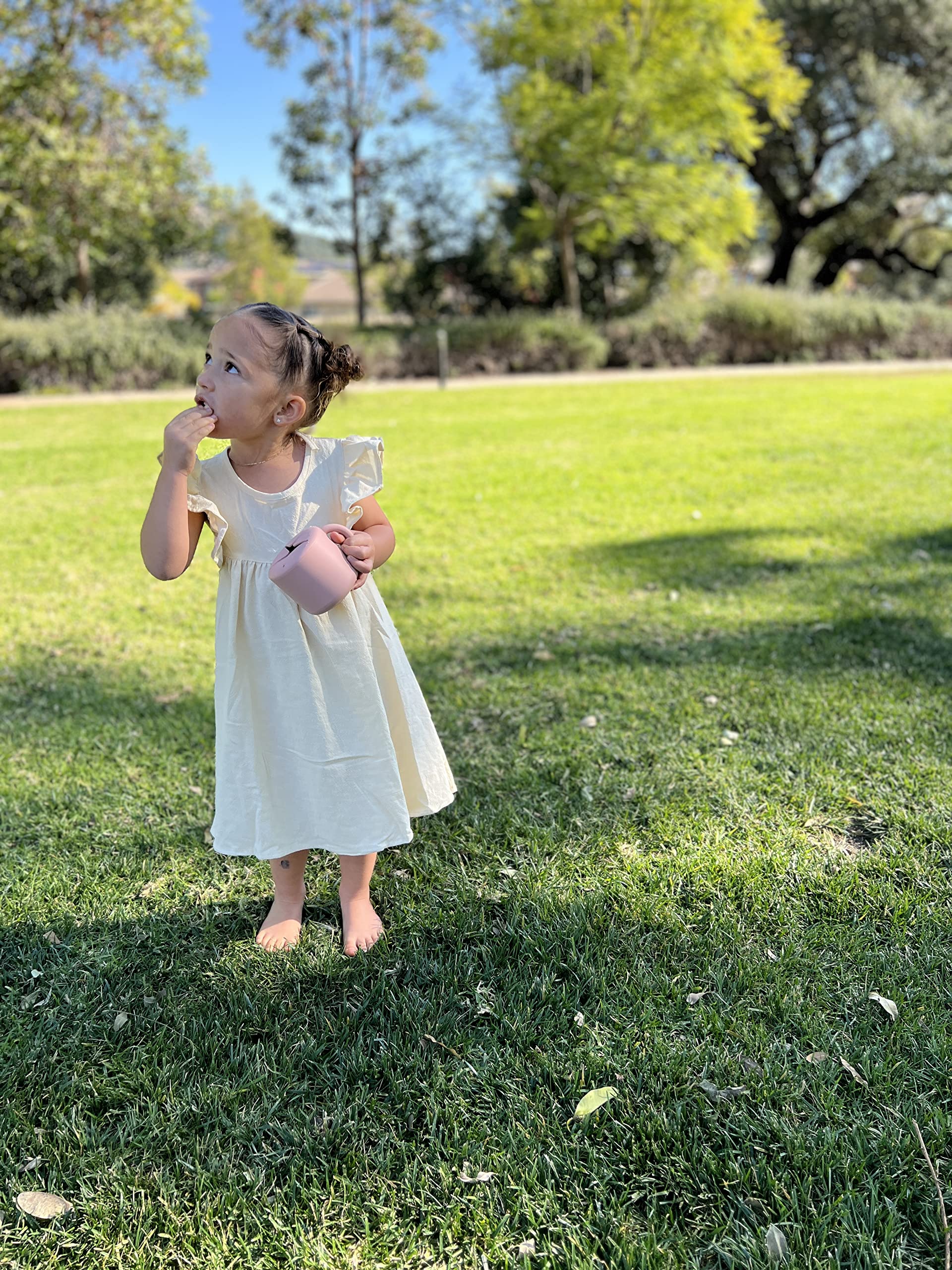 BraveJusticeKidsCo. | SiliSnacker™ Snack Cup | Silicone Snack Container | Toddler and Baby Snack Catcher (Dusty Pink)