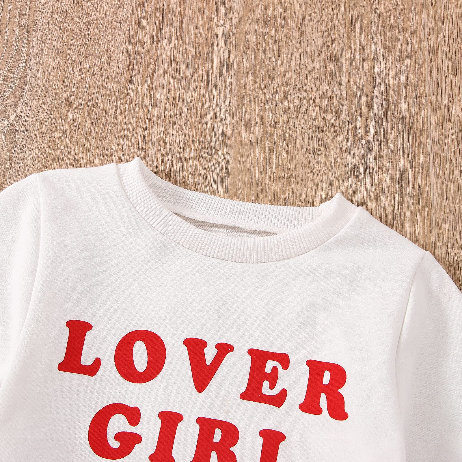 Toddler Valentines Day Outfit Baby Girl Valentines Shirt Love Sweatshirt+Heart Corduroy Skirts Cute Clothes Set (Lover Girl Red,4-5T)