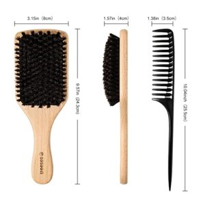 Sosoon Hair Brush, 100% Pure Boar Bristle Paddle Brush for All Hair Types, Restore Shine & Texture and Makes Hair Smooth & Health