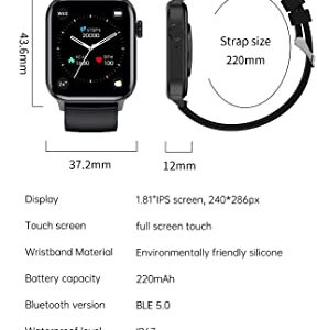 Smart Watch for Women Men, Waterproof Smartwatch Fitness Tracker for Android iOS Phones, 1.81” HD Smartwatch with Heart Rate Monitor, Step Counter, Receive Make Calls