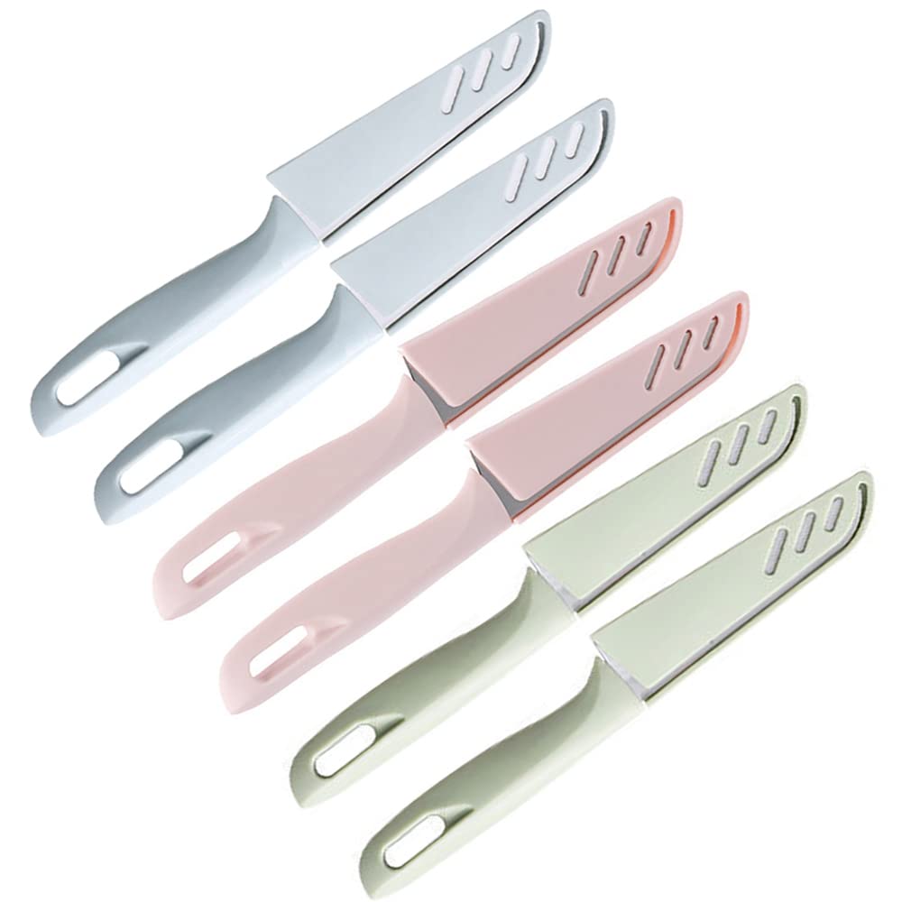 6 Pack Stainless Steel Paring Knife With Knife Cover, Vegetable and Fruit Knife, 4 Inch Peeling Knife