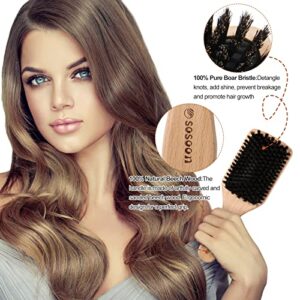 Sosoon Hair Brush, 100% Pure Boar Bristle Paddle Brush for All Hair Types, Restore Shine & Texture and Makes Hair Smooth & Health