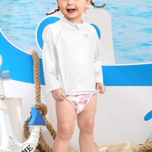 BesserBay Unisex Baby UV Raglan Long Sleeve White Beach Rash Guard Shirt Front Half Zip UPF 50+ Swimwear Sun Top 12-18 Months