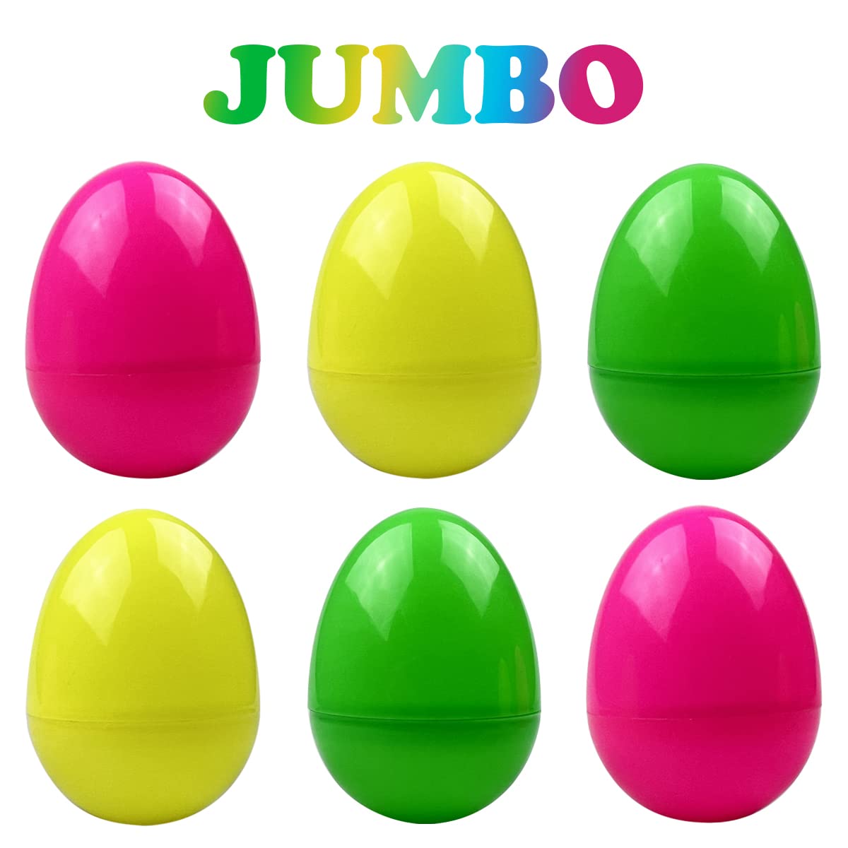 Jofan 6 Pack Prefilled Jumbo Plastic Easter Eggs with Light Up Dinosaur Bath Toys Inside for Kids Boys Girls Toddlers Easter Basket Stuffers Gifts Party Favors