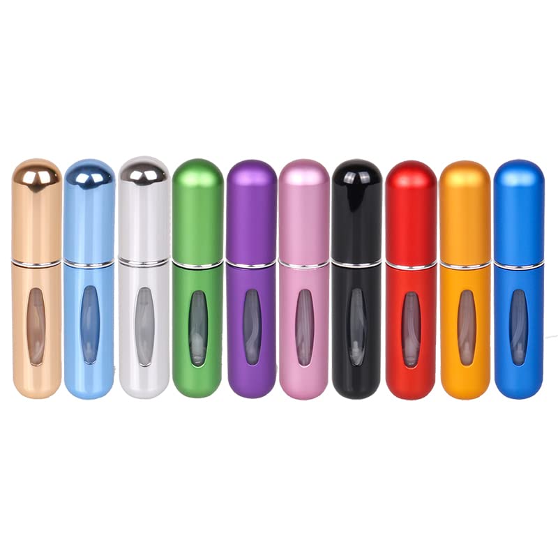 10pcs 5ml Portable Mini Refillable Perfume Bottle Spray Scent Pump Empty Atomizer Bottle for Travel (Mixed color)