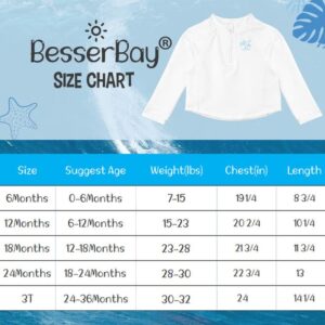 BesserBay Unisex Baby UV Raglan Long Sleeve White Beach Rash Guard Shirt Front Half Zip UPF 50+ Swimwear Sun Top 12-18 Months