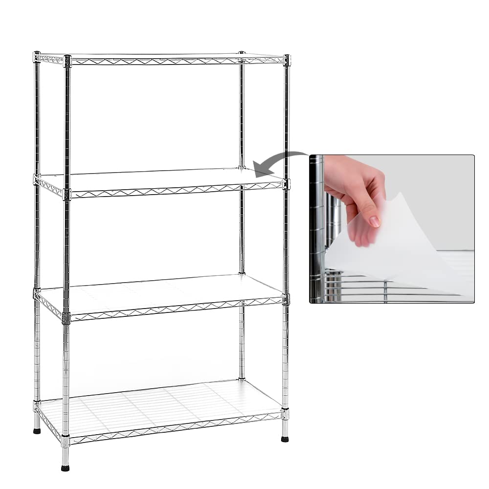 EZPEAKS Chrome 4-Shelf Shelving Unit with Shelf Liners Set of 4, Adjustable, NSF Certified Metal Wire Shelves, 150lbs Loading Capacity Per Shelf, Shelving Rack for Kitchen and Garage (30W x 14D x 47H)