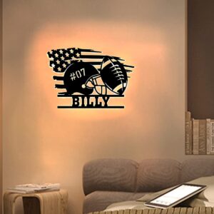 Personalized Football Neon Lamp with Custom Name Lighting, 16 Colors Changing Remote Control, Sport Birthday Gift for Kids