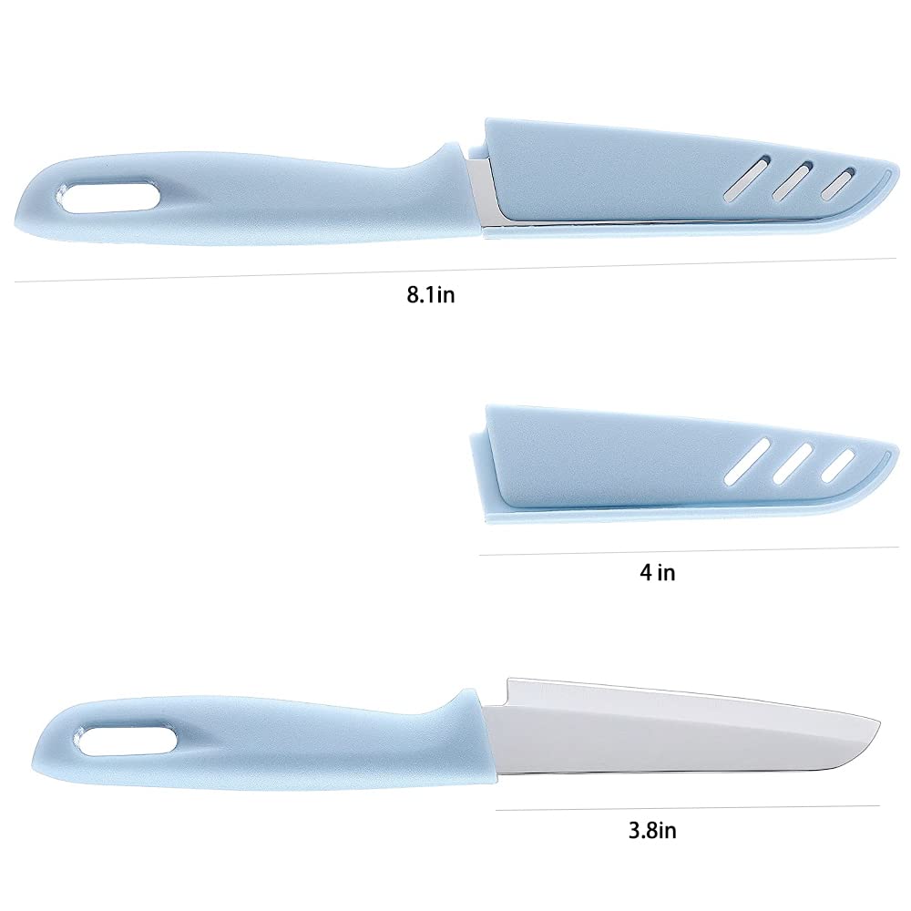 6 Pack Stainless Steel Paring Knife With Knife Cover, Vegetable and Fruit Knife, 4 Inch Peeling Knife