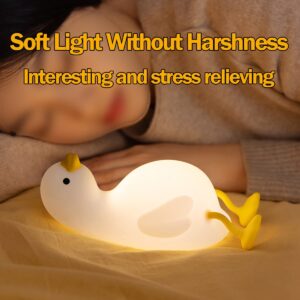 NICE POINT Night Light for Kids, Cute Squishy Lying Flat Duck Light, Kawaii Animals Silicone Lamp Up for Boys and Girls, LED Nightlight for Toddler Bedroom and Kid Room Decor.