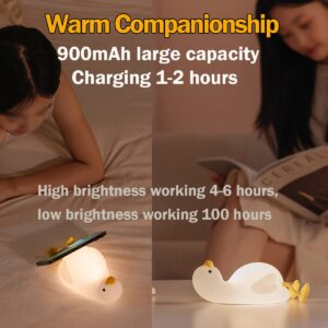 NICE POINT Night Light for Kids, Cute Squishy Lying Flat Duck Light, Kawaii Animals Silicone Lamp Up for Boys and Girls, LED Nightlight for Toddler Bedroom and Kid Room Decor.