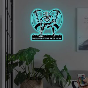 Personalized Football Neon Lamp with Custom Name Lighting, 16 Colors Changing Remote Control, Sport Birthday Gift for Kids