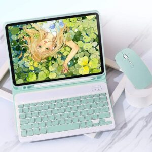 Keyboard Case with Mouse for iPad 10.2inch, Case for iPad 9th/8th/7th Gen/Air3/Pro10.5 with Keyboard and Mouse, Slim Candy Detachable Magnetic Keyboard with Pencil Holder (Sky Blue)