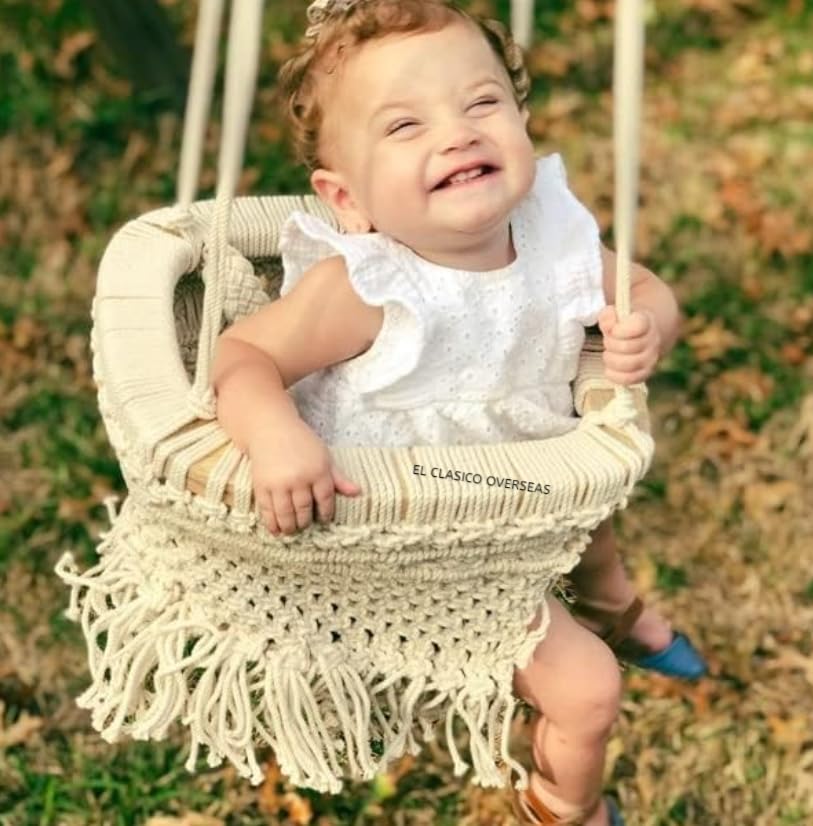 Handmade Macrame Baby Swing Natural Rope Hammock for Baby Macrame Swing Chair for Baby