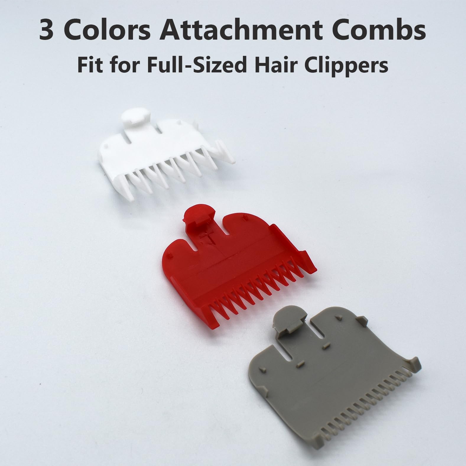 3 Pieces Professional Hair Clipper Guards Cutting Guides Attachment Combs Compatible with Wahl Full Sized Standard Hair Clippers, Color Coded Clipper Combs Replacement Guard Combs(1/16" 1/8" 3/16")