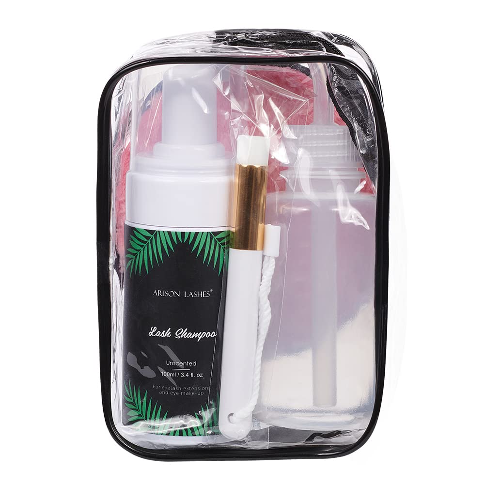 ARISON LASHES Eyelash Shampoo Cleanser Extension Kit︱Mousse Lash Cleanser for Extensions︱Reusable Mascara Brush︱100ml/3.38 fl.oz