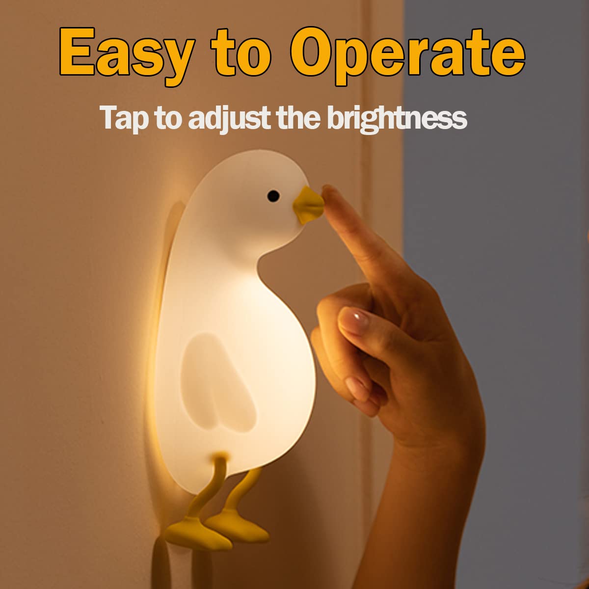 NICE POINT Night Light for Kids, Cute Squishy Lying Flat Duck Light, Kawaii Animals Silicone Lamp Up for Boys and Girls, LED Nightlight for Toddler Bedroom and Kid Room Decor.