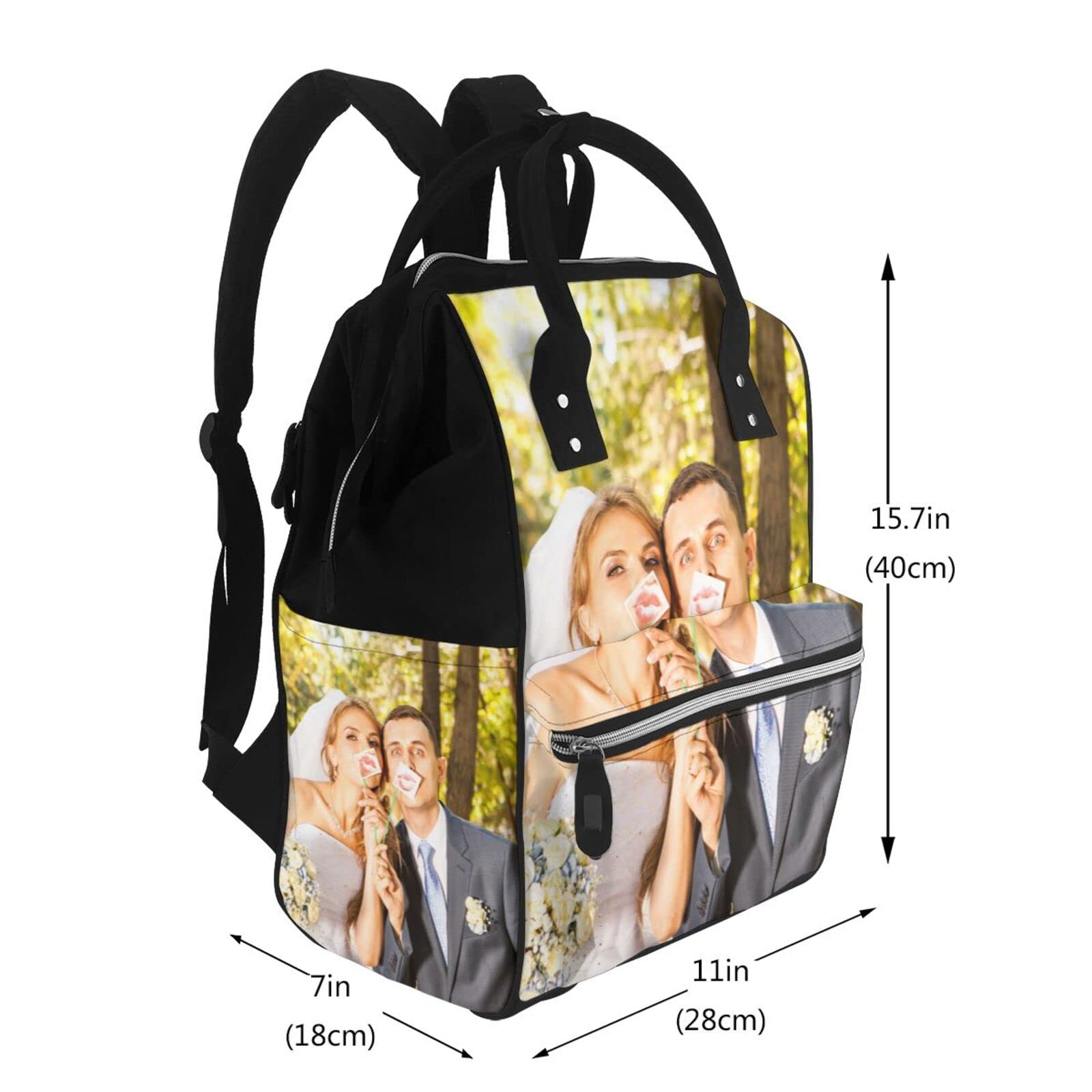 Adaptor Personalized Diaper Bag Custom Diaper Backpack with Picture/Text Waterproof Mummy Backpack for Mom, Outdoor, Travel