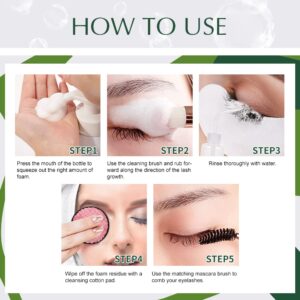 ARISON LASHES Eyelash Shampoo Cleanser Extension Kit︱Mousse Lash Cleanser for Extensions︱Reusable Mascara Brush︱100ml/3.38 fl.oz