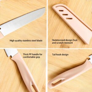 6 Pack Stainless Steel Paring Knife With Knife Cover, Vegetable and Fruit Knife, 4 Inch Peeling Knife