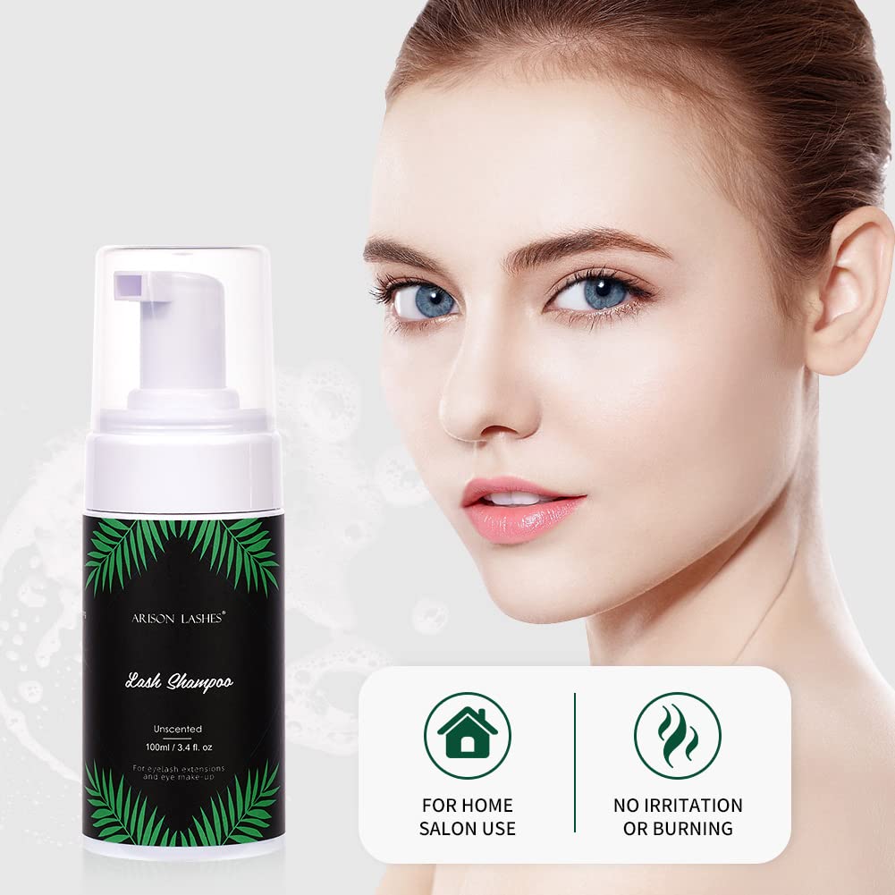 ARISON LASHES Eyelash Shampoo Cleanser Extension Kit︱Mousse Lash Cleanser for Extensions︱Reusable Mascara Brush︱100ml/3.38 fl.oz