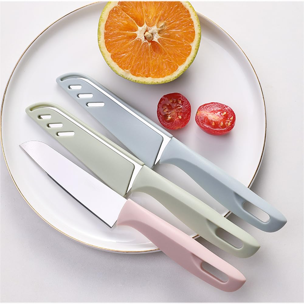 6 Pack Stainless Steel Paring Knife With Knife Cover, Vegetable and Fruit Knife, 4 Inch Peeling Knife