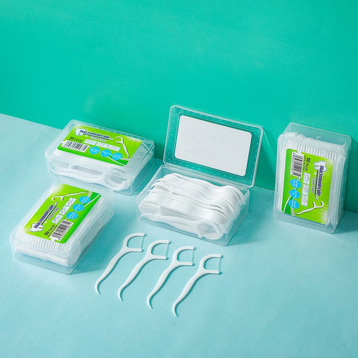 Dental Floss Picks High Toughness Professional Toothpicks Sticks 12-Pack(600pcs) with Portable Case and Dental Picks Perfect for Family,Hotel,Travel