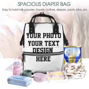 Adaptor Personalized Diaper Bag Custom Diaper Backpack with Picture/Text Waterproof Mummy Backpack for Mom, Outdoor, Travel