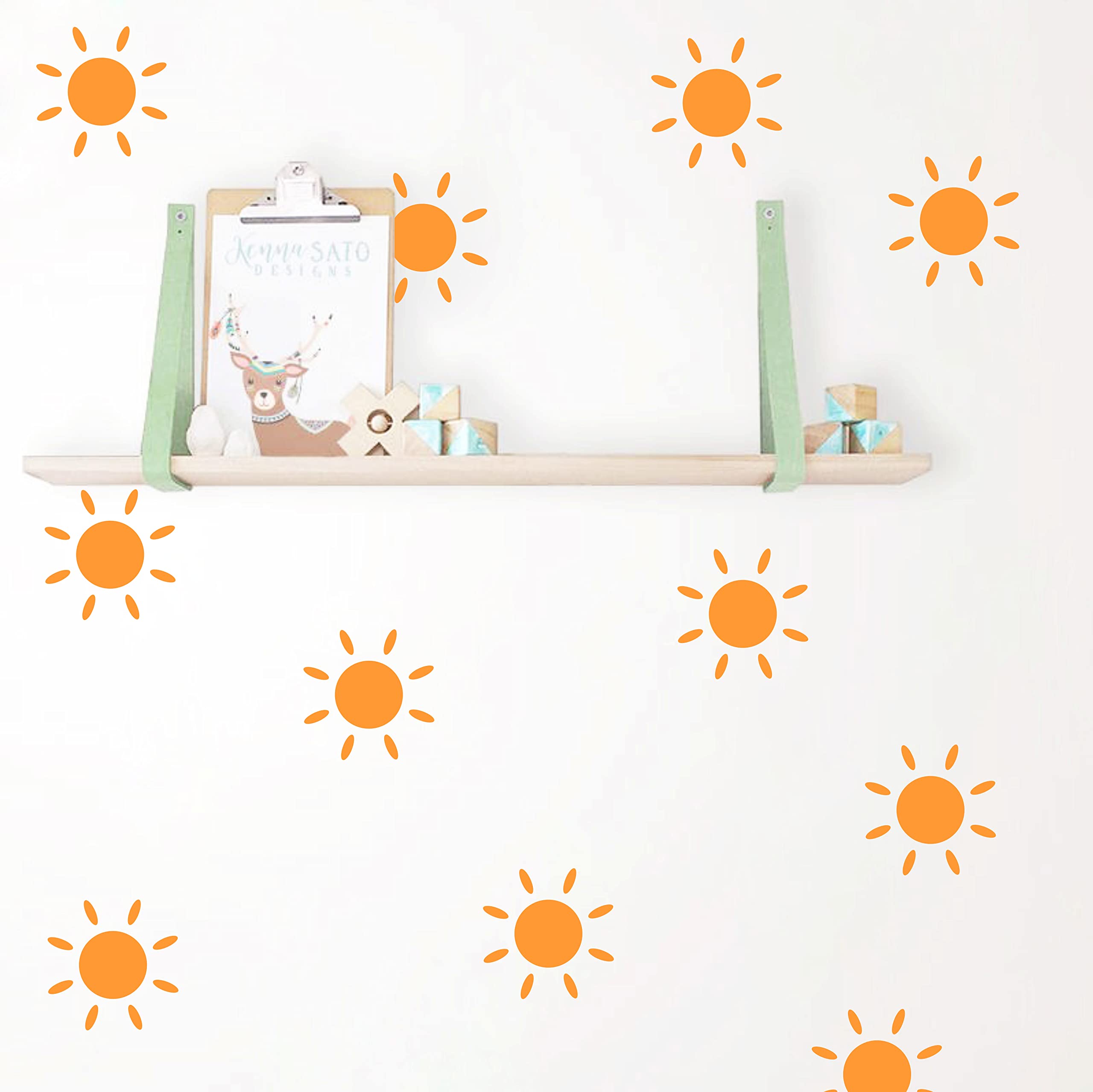 Cute Sun Wall Decals Sunshine Sticker Girls and Boys Room Wall Stickers Crib Wall Decor Nursery Wall Decor Playroom Wall Art Y48 (Design 2, Dark Yellow)