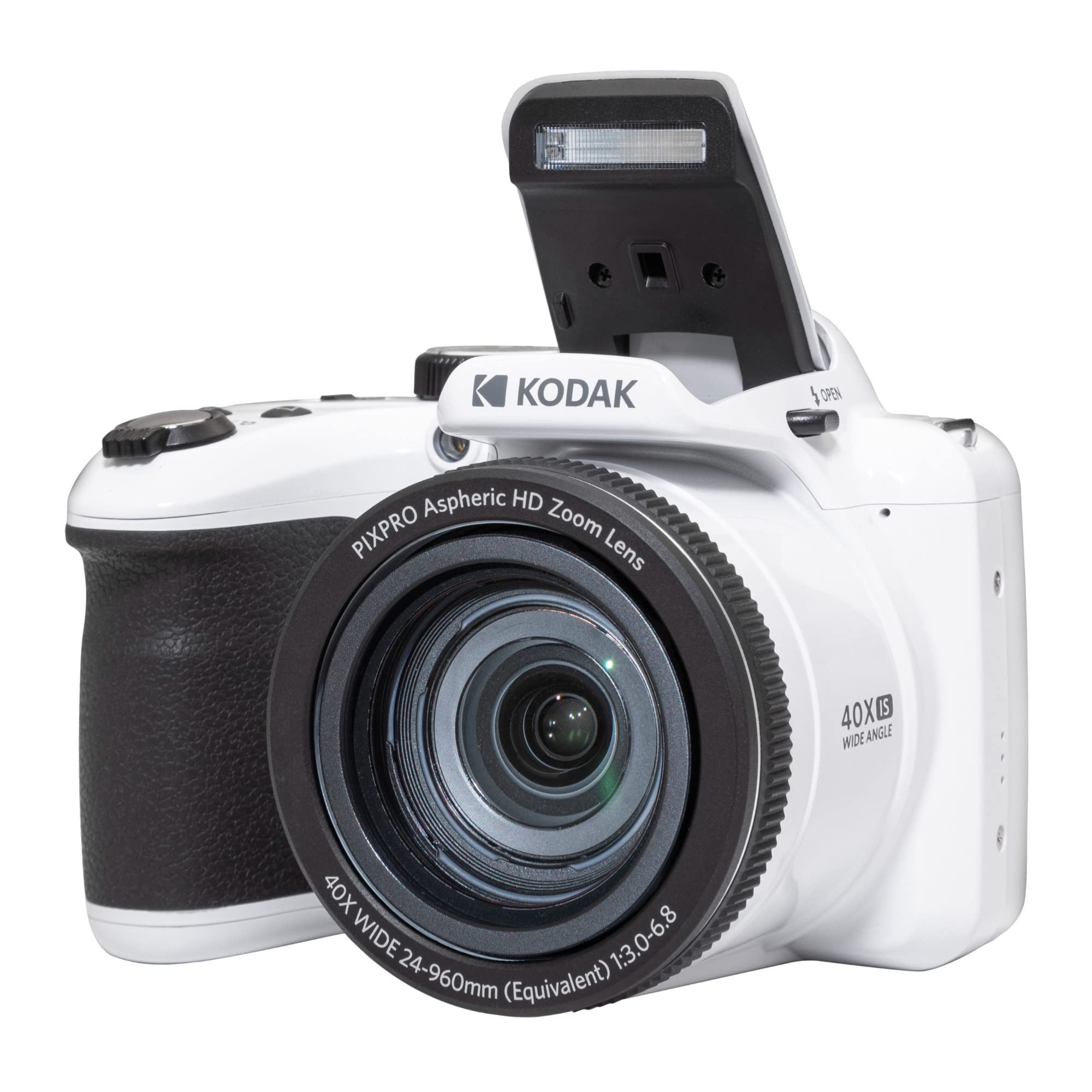 Kodak PIXPRO AZ405 16MP Astro Zoom Digital Camera with 40x Optical Zoom (White) Bundle with Kodak 32GB SD Card and 4AA Batteries (3 Items)