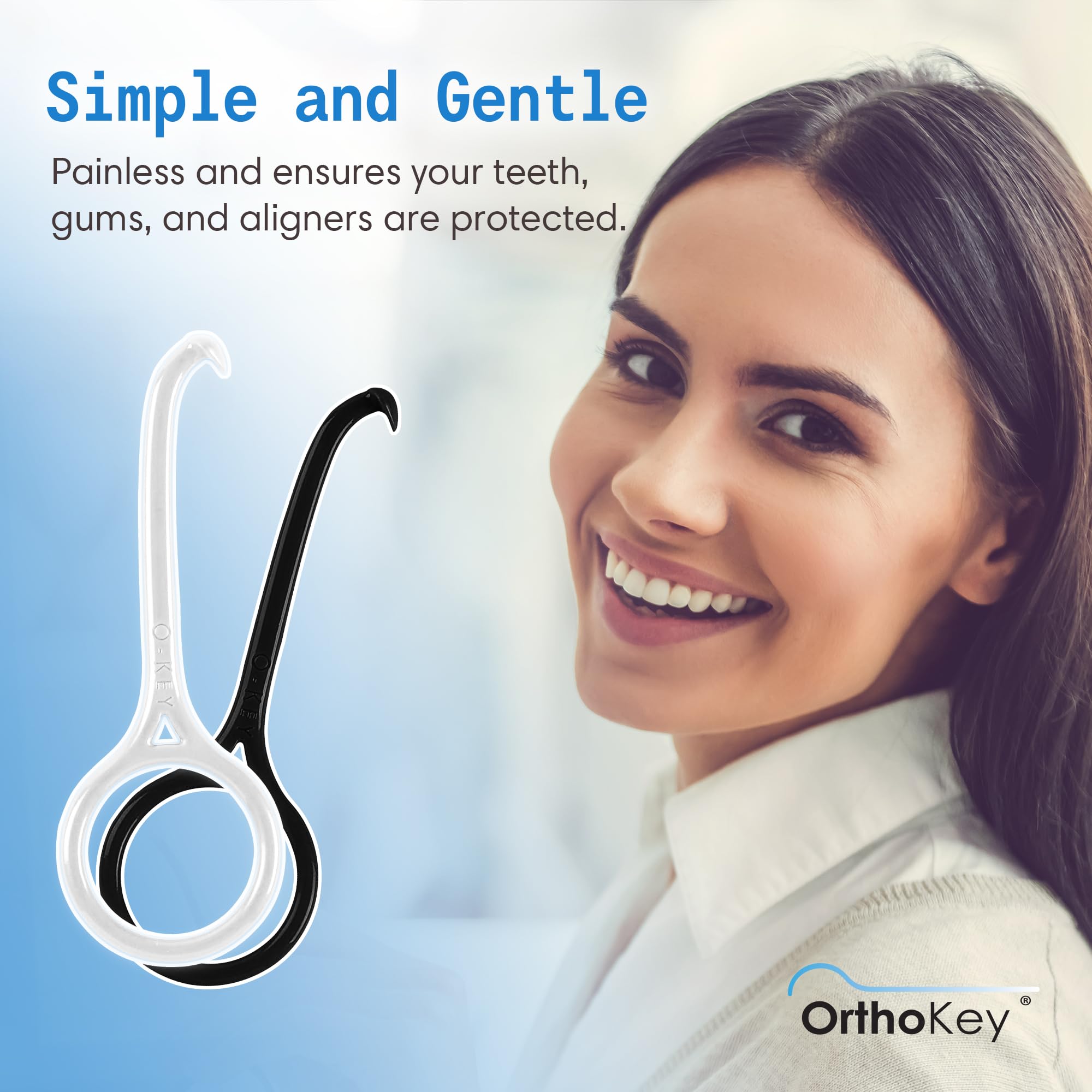 OrthoKey Clear Aligner Removal Tool for Teeth — Grabber Remover Tool for Invisible Removable Braces & Retainers — Fits Into a Dental Carrying or Aligner Case Cleaner — Small Size, Blue and Black