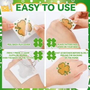 120 Pieces Glitter Shamrock Tattoo Stickers St. Patrick's Day Clover Temporary Tattoos St Patricks Day Stickers Shamrock Sticker Irish St Patricks Day Decor Party Favors for Men Women