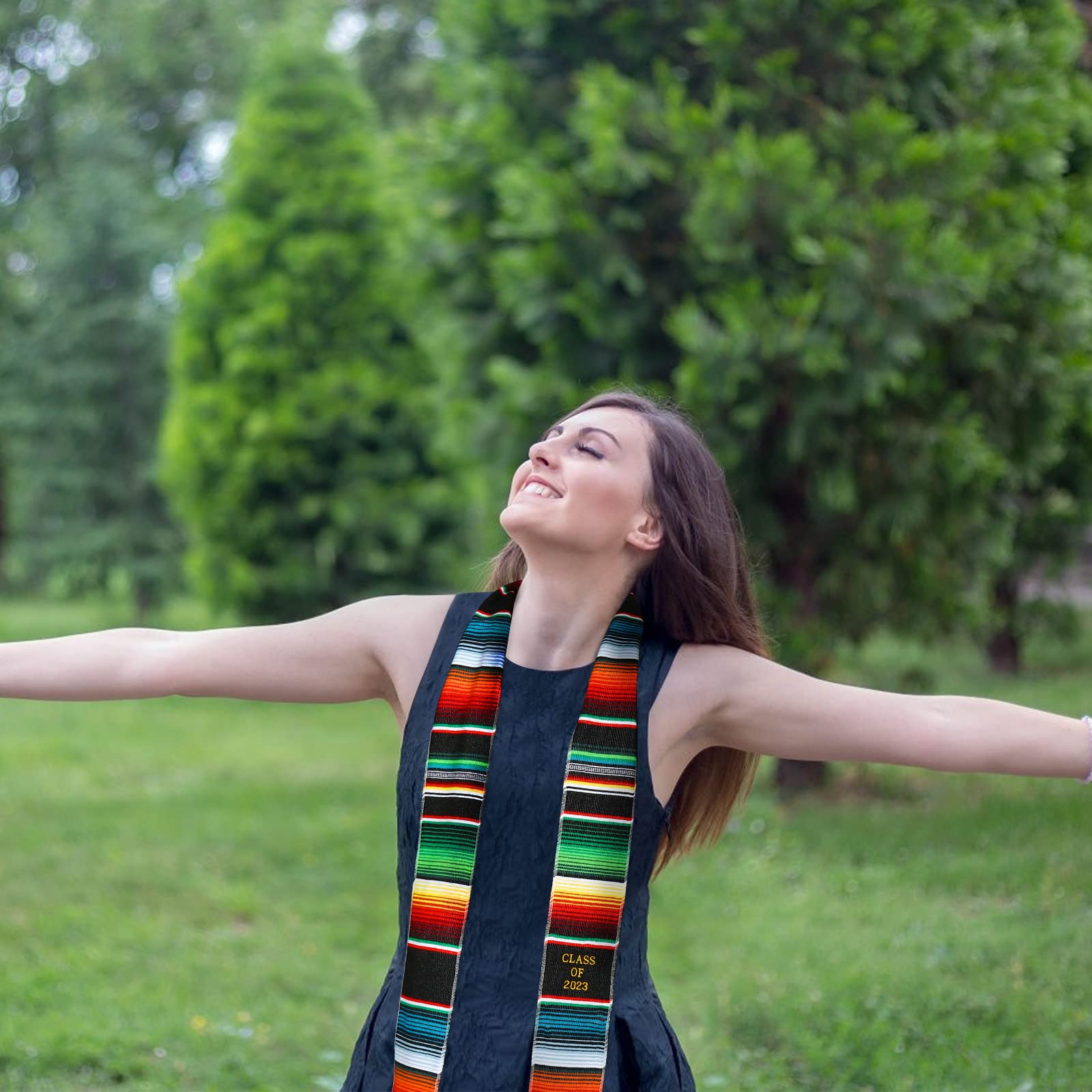 Zzbakress Class of 2023 Mexican Graduation Stole, Latino Hispanic Serape Blanket Graduation Sash (Class of 2023 balck)