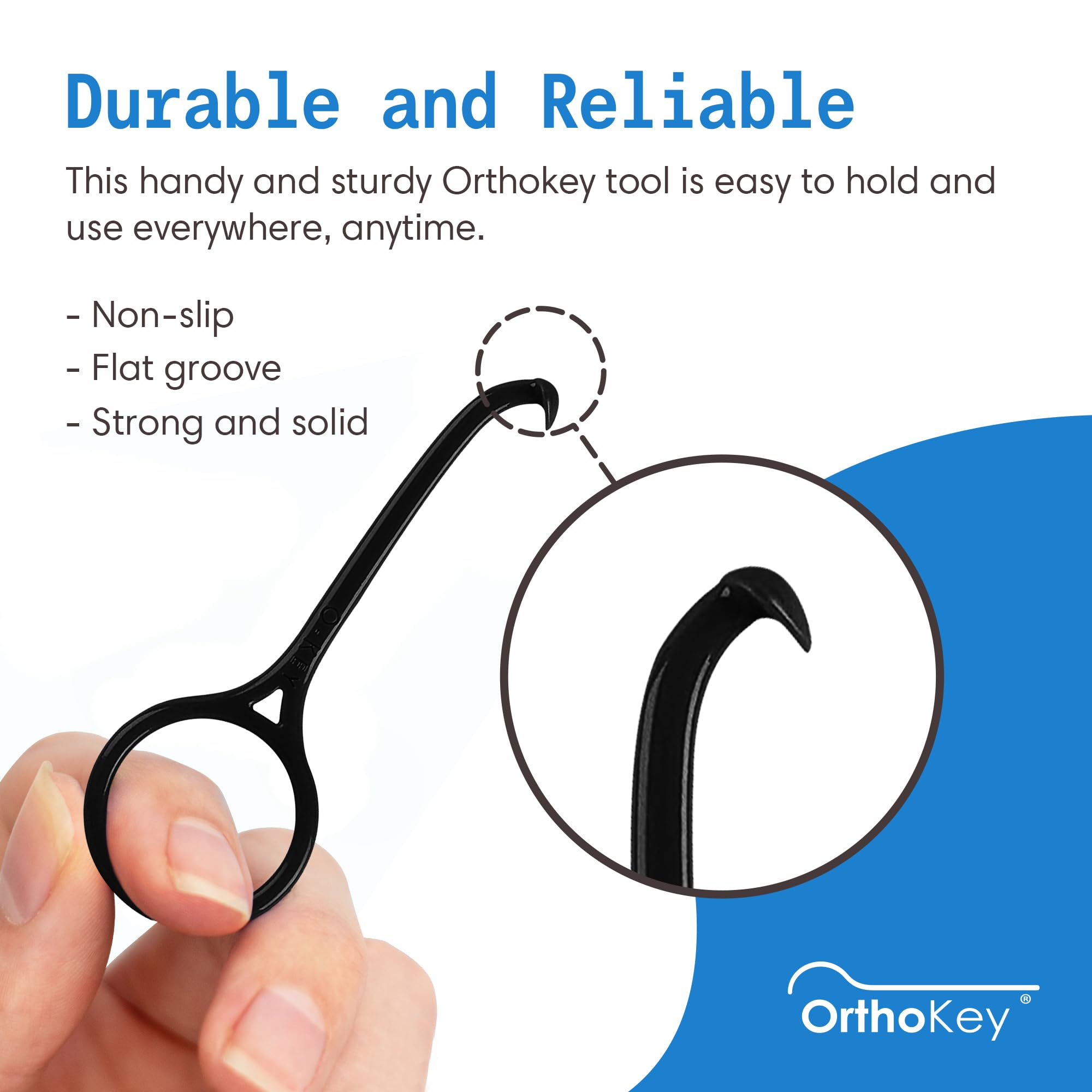 OrthoKey Clear Aligner Removal Tool for Teeth — Grabber Remover Tool for Invisible Removable Braces & Retainers — Fits Into a Dental Carrying or Aligner Case Cleaner — Small Size, Blue and Black