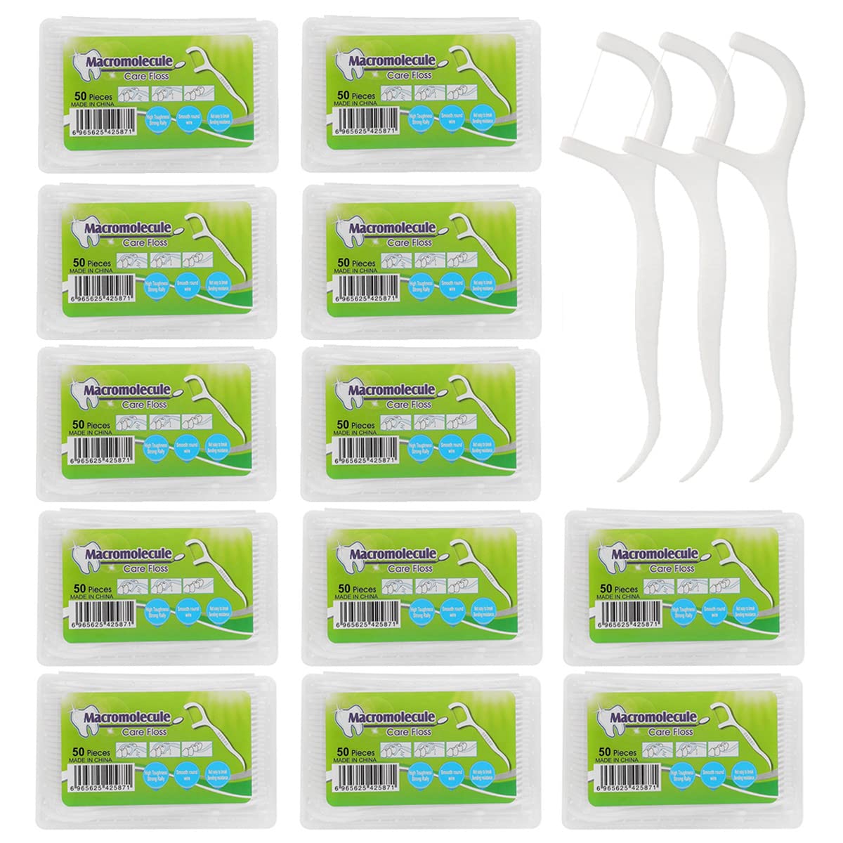 Dental Floss Picks High Toughness Professional Toothpicks Sticks 12-Pack(600pcs) with Portable Case and Dental Picks Perfect for Family,Hotel,Travel