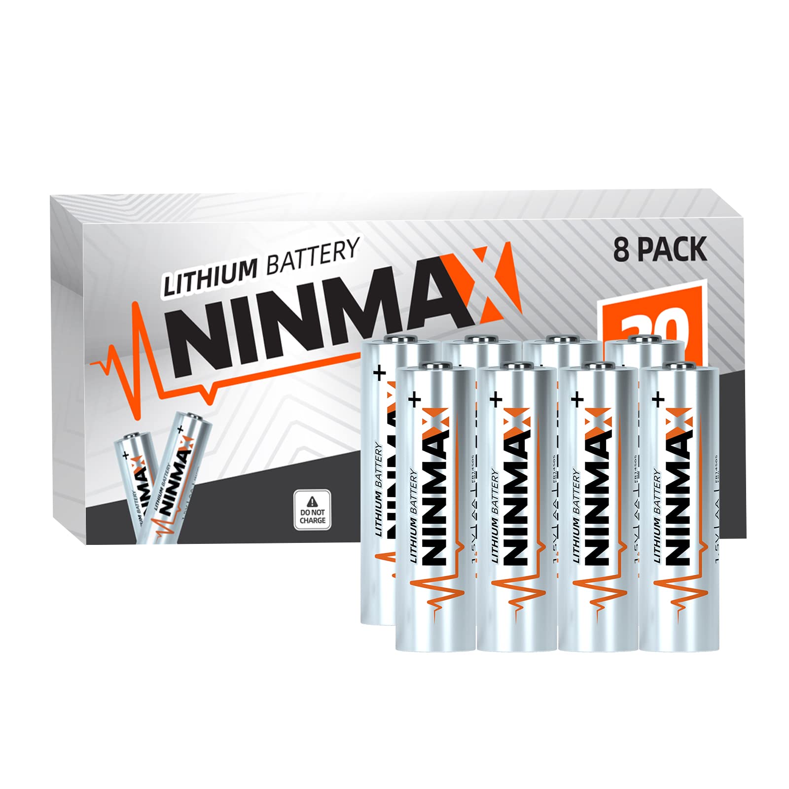 NINMAX® Lithium AA Batteries 3500mAh, 8 Pack 1.5V Longest Lasting Double A Battery for High-Tech Devices【Non-Rechargeable】