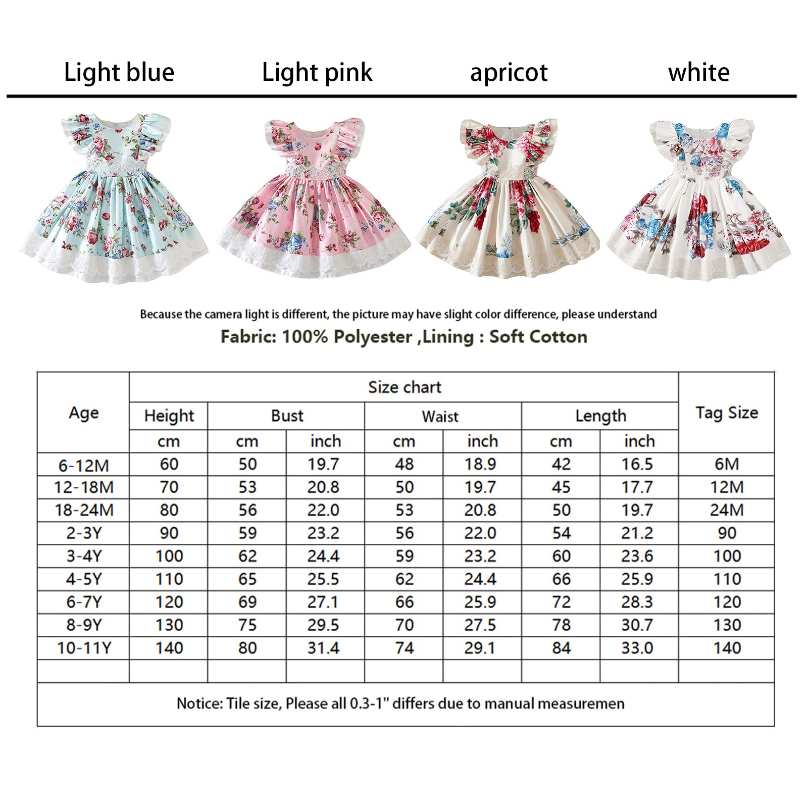 MITUN SEMI Toddler Baby Girls Pageant Christmas Halloween Midi Dress Tutu Party Gown Blue 3-4T