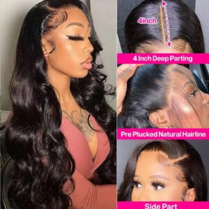 MAKATI 26Inch Body Wave Lace Front Wigs Human Hair 13X4 Lace Front Wigs Human Hair Pre Plucked With Baby Hair 180% Density Glueless Transparent HD Lace Frontal Wigs Human Hair Wigs For Black Women