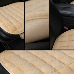 FIVAMI Car Seat Cushion with Storage Hanging Bag,Car Seat Protectors with Comfort Memory Foam Non Slip Bottom,Car Seat Cover for Cars, SUV & Truck,Auto Seat Cover Mat for Baby Child Car Seats (Beige)