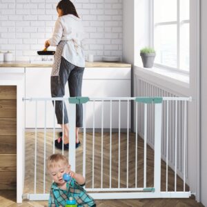 INFANS Baby Gate, 27.5"-47" Extra Wide Safety Banister Fence for Doorway Stairs House, Pressure Mounted Walk Through Gate for Child, Kids, Pets, Auto Close, Easy Install No Drilling