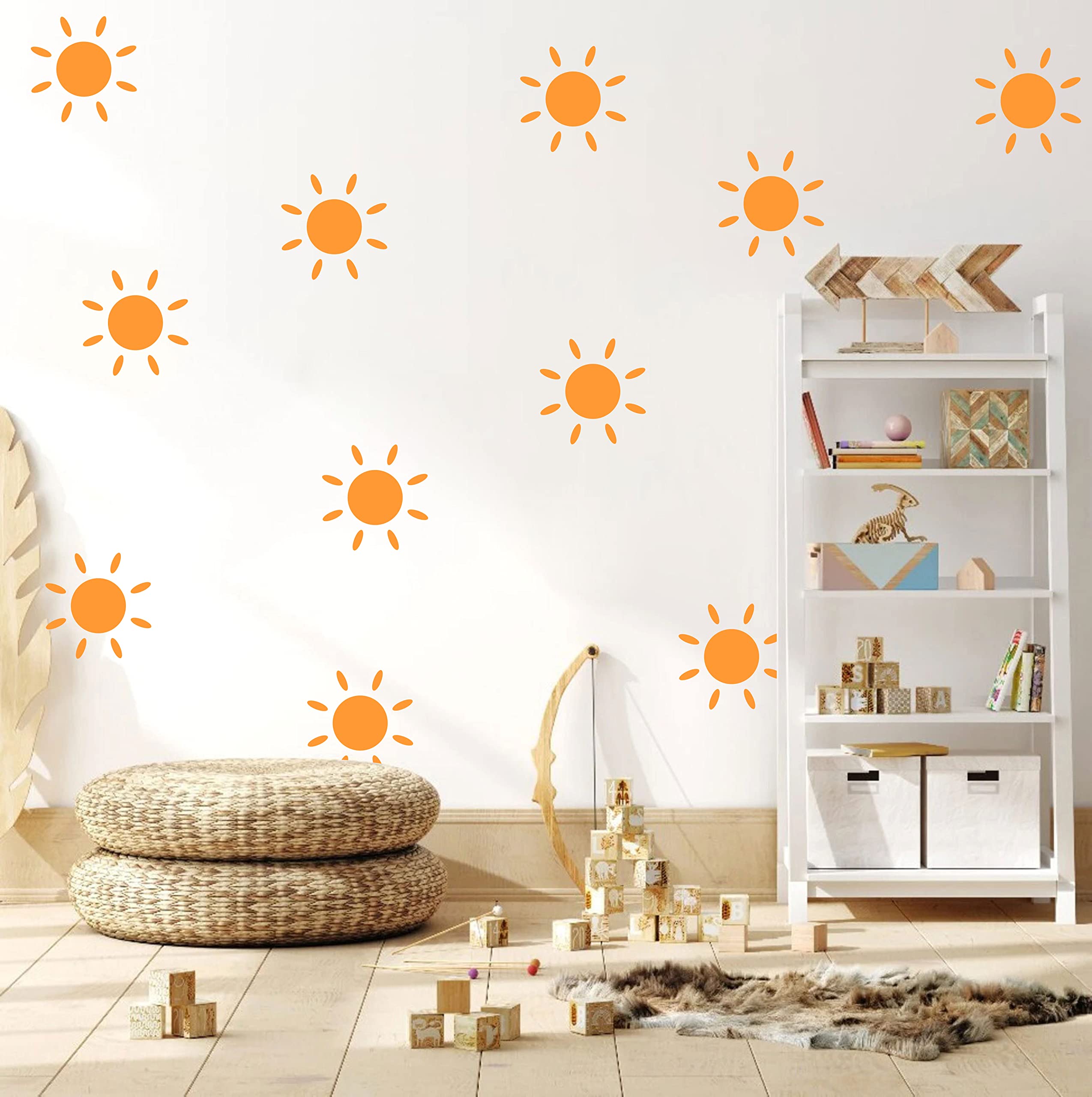 Cute Sun Wall Decals Sunshine Sticker Girls and Boys Room Wall Stickers Crib Wall Decor Nursery Wall Decor Playroom Wall Art Y48 (Design 2, Dark Yellow)