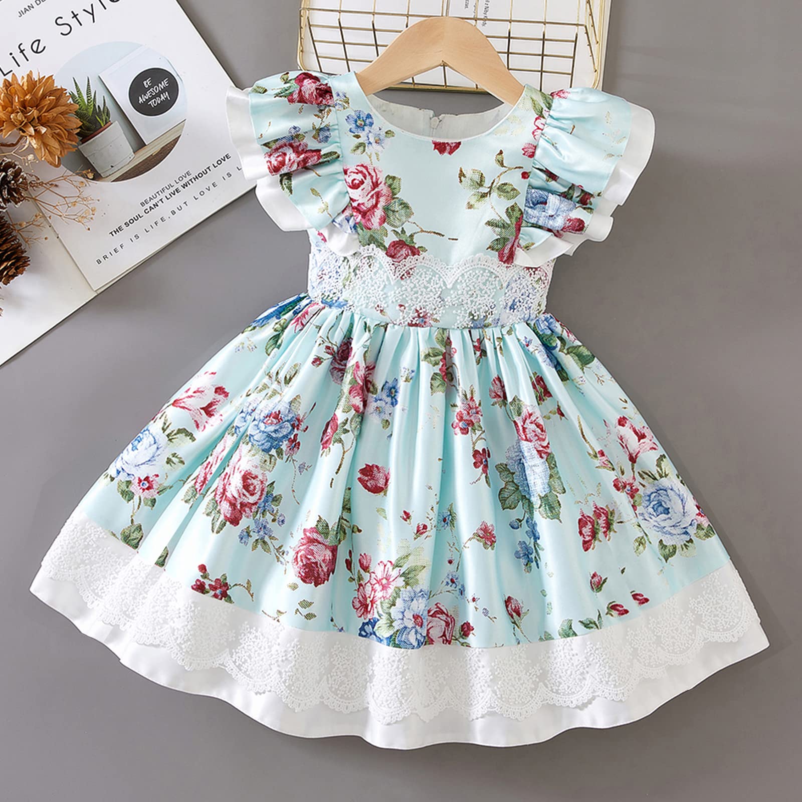 MITUN SEMI Toddler Baby Girls Pageant Christmas Halloween Midi Dress Tutu Party Gown Blue 3-4T