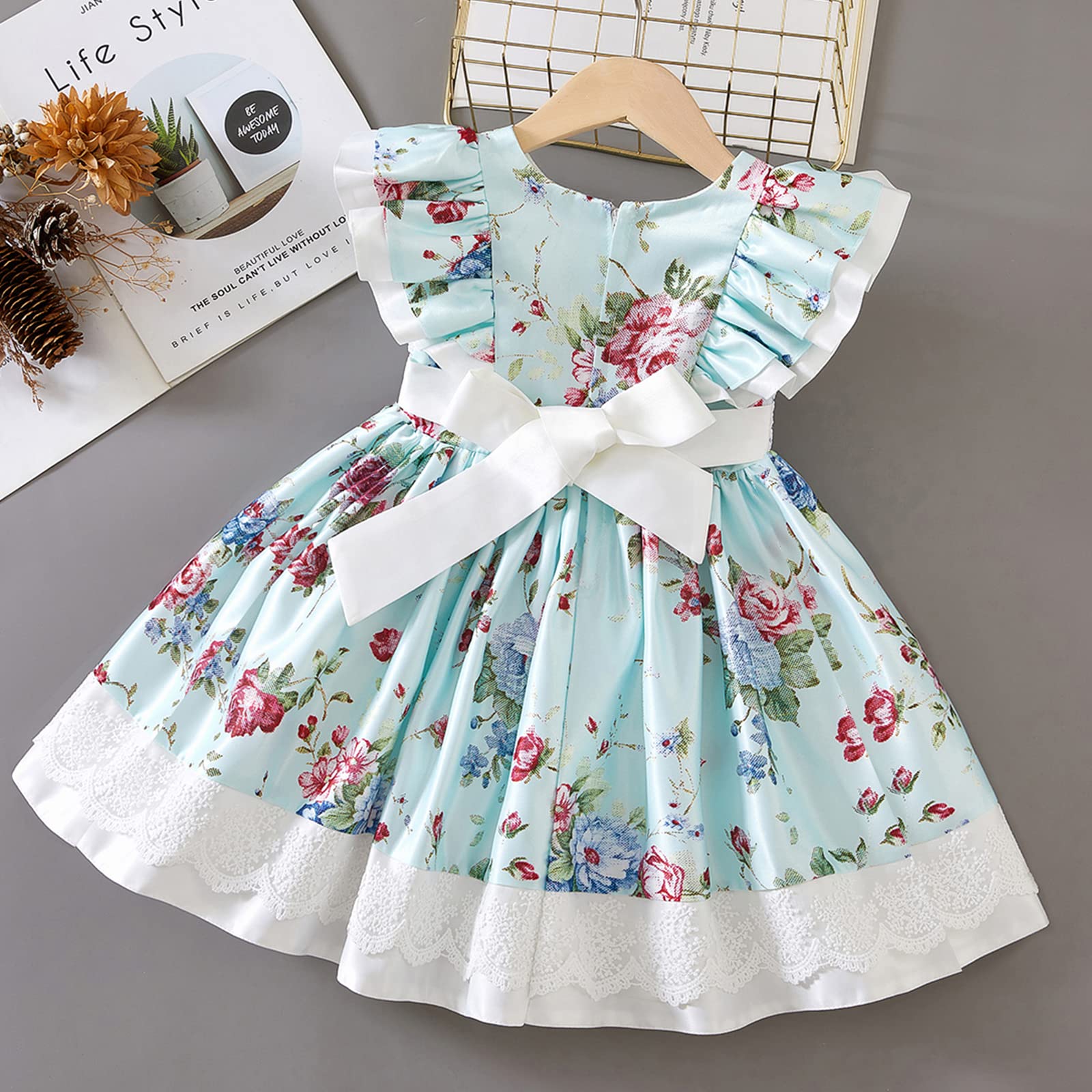 MITUN SEMI Toddler Baby Girls Pageant Christmas Halloween Midi Dress Tutu Party Gown Blue 3-4T