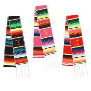 Zzbakress Class of 2023 Mexican Graduation Stole, Latino Hispanic Serape Blanket Graduation Sash (Class of 2023 balck)