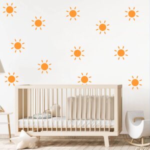 Cute Sun Wall Decals Sunshine Sticker Girls and Boys Room Wall Stickers Crib Wall Decor Nursery Wall Decor Playroom Wall Art Y48 (Design 2, Dark Yellow)