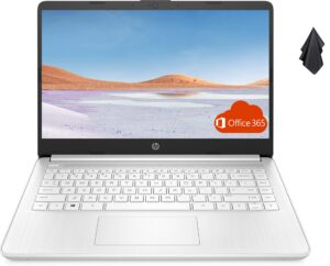 hp 14 laptop, amd 3000 series processor, 32gb ram, 1tb storage, 14-inch micro-edge hd display, long battery life, webcam, thin & portable, windows 10 + one year of office365, snowflake white