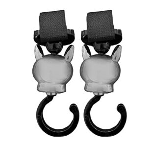 2Pcs Stroller Hooks Hooks Adjustable Multifunctional 360 Degree Rotate Accessories Holder Clips for Groceries Purse Diaper Bags