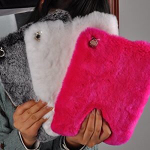 Case for 2017/2015 iPad Pro 12.9",Handmade Diamond Furry Fuzzy Luxury Bling Fluffy Winter Warm Soft Rabbit Fur Plush Cover Case for iPad Pro 12.9" 2017/2015 (1st & 2nd) (Purple)