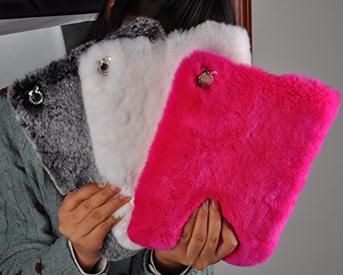 Case for 2017/2015 iPad Pro 12.9",Handmade Diamond Furry Fuzzy Luxury Bling Fluffy Winter Warm Soft Rabbit Fur Plush Cover Case for iPad Pro 12.9" 2017/2015 (1st & 2nd) (Purple)