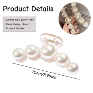 AIUPUOC Elegant Big Pearl Hair Clip - White Big Size Acrylic Hairpin Hair Crab Barrettes Hair Accessories for Women - 1Pcs